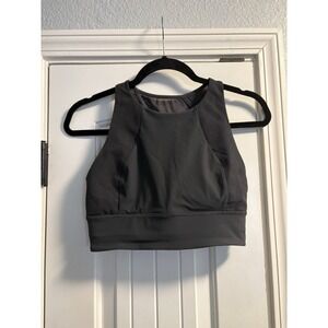 Lululemon High Neck Longline Sports Bra Size 8 Gray Mesh Racerback Yoga
